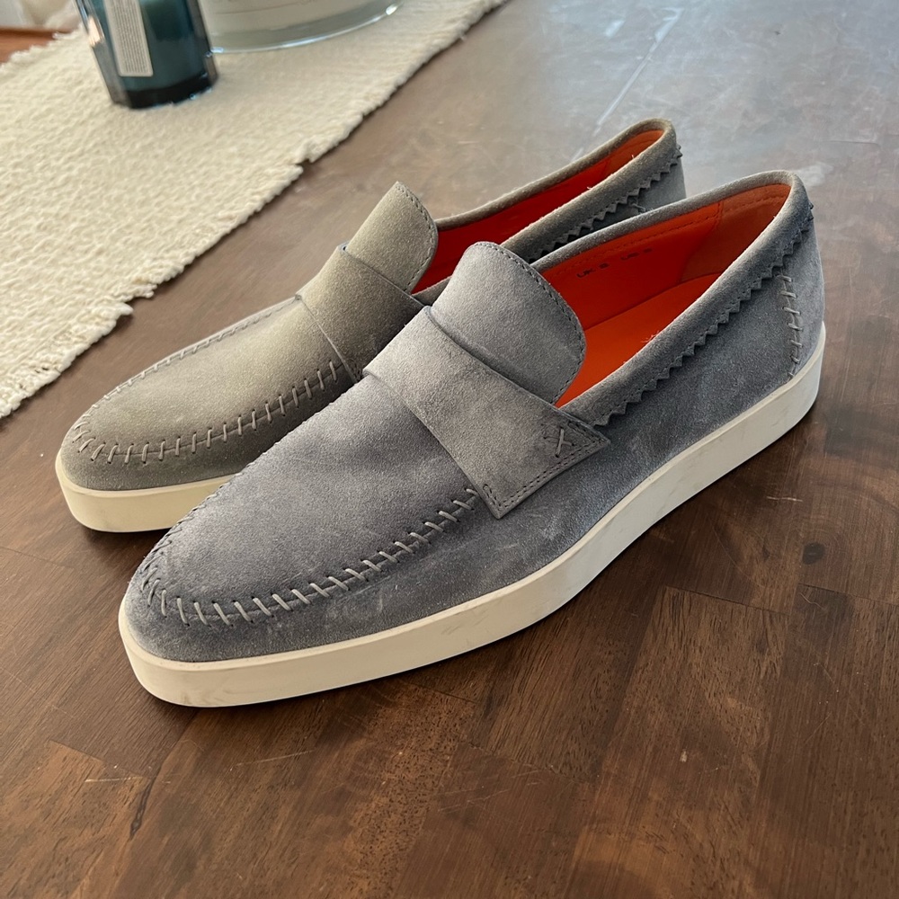MENS SIZE 9 SANTONI SUEDE LOAFERS BRAND NEW
